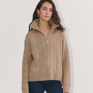 Everlane Cable Half-Zip in Luxe Merino Camel S